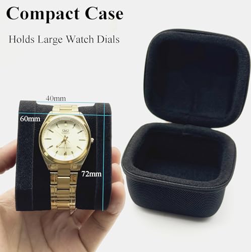 Watch Case for Travel, Single Hard Watch Case with Custom Pillow, Display or Storage for Mens Wristwatch, Smartwatch, Sports Watch, Fits up to 55mm Face Size with 18CM Cleaning Cloth (1 Slot) - size: 1 Slot
