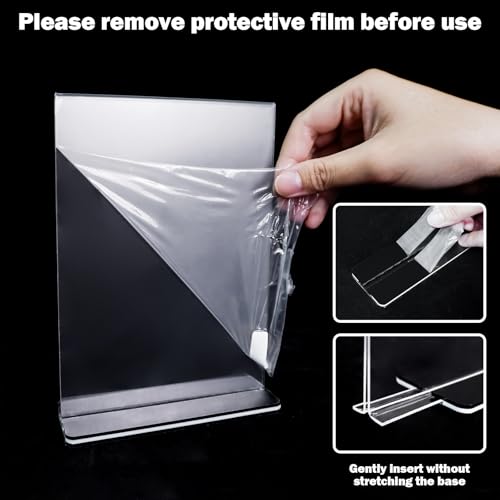 Acrylic Sign Holder 5 x 7, 24 Pack Clear Double-Sided Acrylic Display Stand for Vertical Tabletop Use, Perfect for Menus, Flyers, and Paper in Restaurants, Hotels, Office - size: 5 x 7