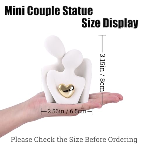 Mini Couple Statue - Ceramic Romantic Couple in Love Figurines for Decor Bedroom, TV Cabinet, Wedding Valentines Gift, Small Knick Knacks for Home Decor Shelve (3.15" White) - color: 3.15" White