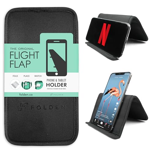 Flight Flap Airplane Phone Holder, Flexible Cell Phone Holder, Folding Cellphone Stand for Desk, Bed, Office, Treadmill - Airplane Gadgets for Long Travel Accessories - Plane Essentials (Cordura) - color: Cordura, size: Large