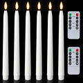 Homemory 11 inches Waxy Battery Operated Taper Candles with Remote Timer Dimmer, 6 Pcs Flameless Taper Candles with Flickering Flame, White Candlesticks Battery Powered for Ceremony Memorial Decor - style: Traditional - White 11"