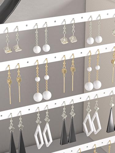 Earring Holder Organizer,Pierced Large Earrings Display Stand For Selling,Small Stud Earring Organizer Rack,Hoop Earring Storage Hanger Tree (White, 4 tier) - color: White, size: 4 tier