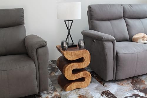 Haussmann Wood Big Wave Verve Accent Snake Table 14 x 14 x 20 in H Walnut Oil - color: Walnut, size: Medium