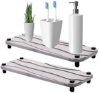 Stone Drying Tray - Diatomite Sink Caddy Kitchen Sink Organizer - Water Absorbing Bathroom Counter Mat - Absorbent Kitchen Soap Tray (Light Grey w Black feet & Silver Feet) - color: Light Gray