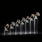Oirlv Acrylic Jewelry Display Stand Ring Showcase Display Holder 7 PCS Rings Stand (Transparent) - color: Transparent
