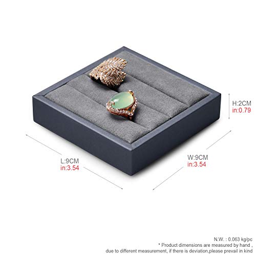 Oirlv Premium Leather Ring Display Stand Small Ring Tray Showcase Jewelry Display Home Organizer(Grey) - color: Grey