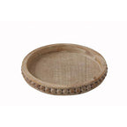 Whitewashed Round Decorative Wood Tray - color: Natural, style: Tray