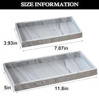 2PCS(7.87” L and 11.8” L) Silicone Soap Dispenser Tray, Kitchen soap Caddy countertop, Toilet, Tray for Scrubber, Lotion Bottles, Perfume, Jewelry, Candle, Key Trinket Ring-White Marble - color: Marble Gray（small 7.87”&large 11.8”）