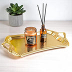 Alisveristime 2-Person Rectangular Metal Serving Tray – Ottoman Motif, (14.6" x 9", 13.1 oz) (Gold)