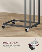 VASAGLE End Table, C Shaped TV Tray with Metal Frame Rolling Casters for Coffee Laptop Mobile Tablet, Industrial Side Table for Living Room Bedroom, 19.7 x 13.8 x 23.6 Inches, Ebony Black, ULNT050B56 - color: Ebony Black