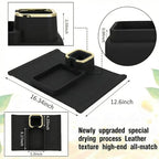 Luxury Gold Trim Couch Cup Holder Tray - Weighted Silicone Anti-Spill Sofa Armrest Organizer, Non-Slip Recliner Tray Table for Drinks, Remote, Phone - Fits Most Couch Arms, Home Gift,Black - color: Black