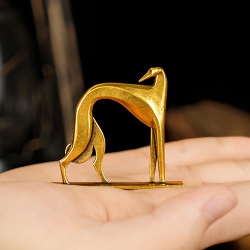 Retro Handcrafted Cubist Artistic Dog Sculpture - 100% Solid Brass Muscular line Front and Elegant Back Design | Collectible Modern Art Decoration | Finishing Touch for Home and Office Scenes - style: Artistic Dog