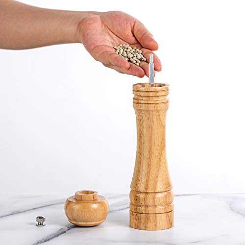 Wooden Pepper Mill Set Salt Pepper Grinder Kit Manual Mills Solid with Strong Adjustable Ceramic Grinders 2 Piece 8 Inches - color: D 2 Wooden Pepper Mill