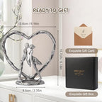 Anniversary Wedding Gift for Her Wife Husband Couple， Antique Silver Metal Couple Figurine Heart Sculpture Love Statue，Romantic 1st to 60th Anniversary,Includes Gift Box and Gift Card，Valentines Gifts - color: Antique Silver