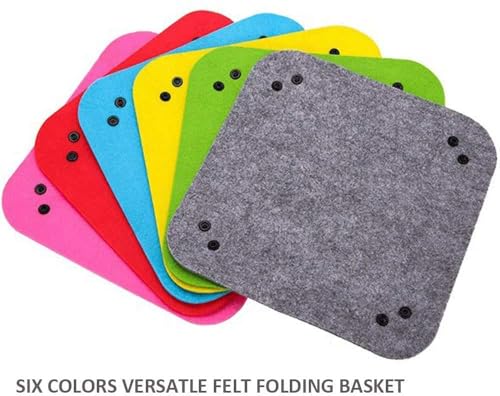 Felt Valet Tray, Fold Felt Desktop Storage Basket Makeup Organizing Basket for Home Office Writing Desk Lovely Caddy Containers (Multi-Color,6-Pack)