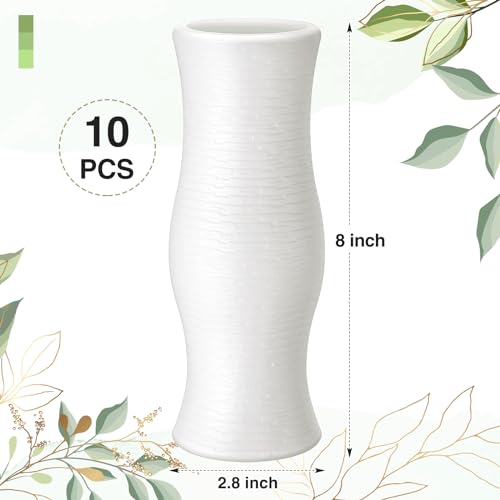 Didaey 10 Pack Composite Plastic Flower Vases Bulk White Small Boho Floral Vases for Dried Flower Bouquet Pampas Grass Centerpieces Fall Wedding Party Living Room Decor(Bohemian) - style: Bohemian