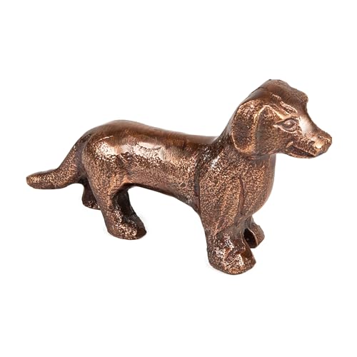 Mind Reader Dachshund Figurine, Desk or Bookshelf Home Decor, Cast Aluminum, Antique Brass Finish - color: Decorative Dog