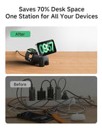 2026 Magnetic Wireless Charging Station, 15W Ultra-Fast Charger Stand for iPhone 17 16 15 14 13 12 Pro Max, 5W for Apple Watch&Airpods, 2-in-1 Foldable Charger for Home/Office/Travel(with 30W Adapter) - color: Black