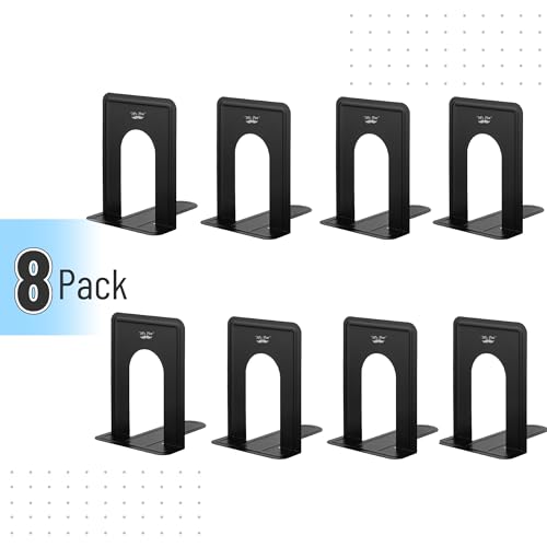 Mr. Pen- Book Ends, 8 Pack, Black, Heavy Duty Metal Bookends for Shelves, Book Holders for Shelves, Metal Bookends - color: Black, size: 8 Pack