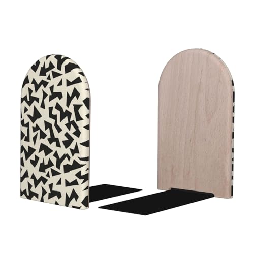 Minimalist Fragmented Angular Shapes Bookends for Shelves 2 Pcs Wooden Book Stopper Organizer for Home Office Libraries