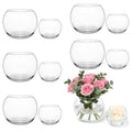 12pcs Clear Round Glass Vases Bowl Flower Vase,3.7"W X3.1"H Set of 6pcs Globe Vase 2.6”W X 2”H Set of 6pcs Candle Holder,Bud Vases in Bulk for Centerpieces,Party Decor,Table Decoration and Home Decor