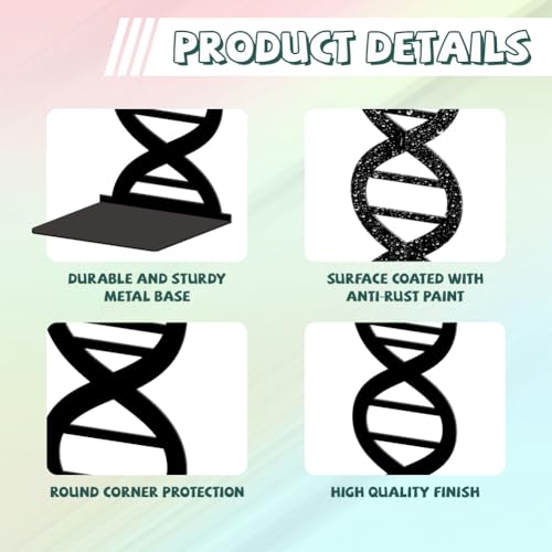 Peacoblue Metal Bookends for Shelves, Modern Decorative Heavy Duty Study Book Ends Stoppers for Office Desk Shelf, Room 5.3"x4.3"x7.9" Cast Iron Tall Bookends 1 Pair (DNA and Gene) - style: DNA and Gene