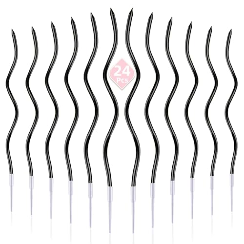PHD CAKE 24-Count Black Spiral Long Thin Birthday Candles, Cake Candles, Birthday Parties, Wedding Decorations, Party Candles - color: Black