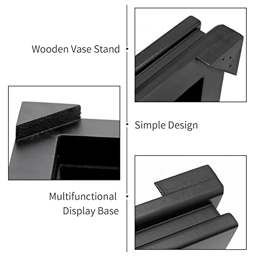 MDEOOSKY Wooden Display Stand - Rectangle Wood Display Base with Risers - Vase Riser, Teapot, Aquarium Lamp Base - Home Decoration - 7.67" W x 6.29" D x 1.69" H (Black)