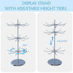 3 Tier Jewelry Holder with 8 Hooks Adjustable Height Chrome Countertop Spinner Display Stand for Necklace & Bracelet Keychain Display - size: Standard - 24 hooks