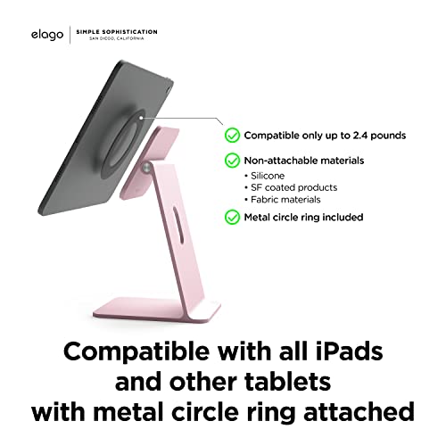 elago Premium iPad Magnetic Stand Designed for iPad Pro 12.9"(5th,4th Gen), 11"(3rd,2nd Gen), Air 10.9"(5th,4th Gen), Mini 8.3"(6th Gen, A17 Pro), 10.9"(10th Gen) [Sand Pink] - color: Sand Pink