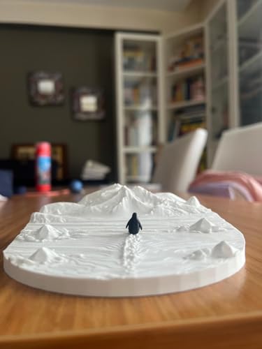 Minimalist Nihilist Penguin Diorama - Arctic Solitude Sculpture - Modern Office Desk Decor & Philosophical Gift
