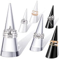 Jetec Clear Acrylic Crystal Ring Holder Acrylic Ring Display Jewelry Holder Wedding Display Cone Support Single Finger Rings Showcase Stand for Jewelry - color: Black, Transparent, White