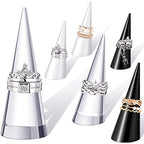 Jetec Clear Acrylic Crystal Ring Holder Acrylic Ring Display Jewelry Holder Wedding Display Cone Support Single Finger Rings Showcase Stand for Jewelry - color: Black, Transparent, White