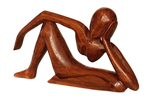 G6 Collection 12" Abstract Sculpture Wooden Handmade Handcrafted Art - Relaxing Man - Statue Home Decor Decorative Figurine Accent Decoration Hand Carved Relaxing, Model A - style: Model A