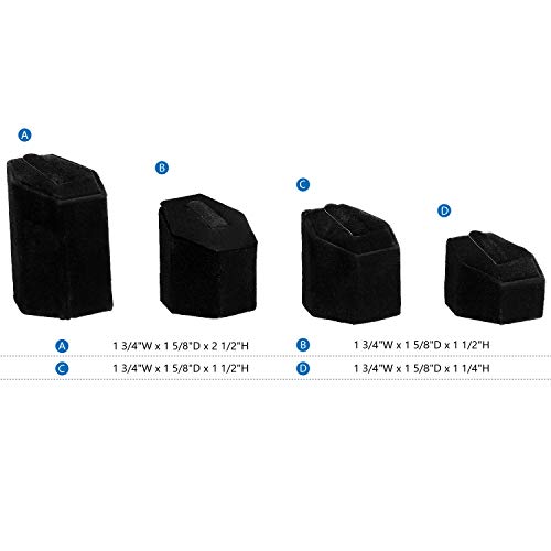 MOOCA Jewelry Ring Stand Holder Display Set, Ring Holders for Jewelry Ring Storage Organizer Stand Pedestals Display 4 Pcs Set, Black Velvet - color: Black Velvet