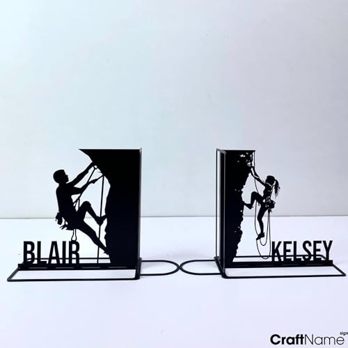 Custom Mountain Climbing Bookends for Shelves Decorative, Climbing Book Shelf Holder, Climber Book Ends Metal Art, Book Stopper for Heavy Books - color: Design 15