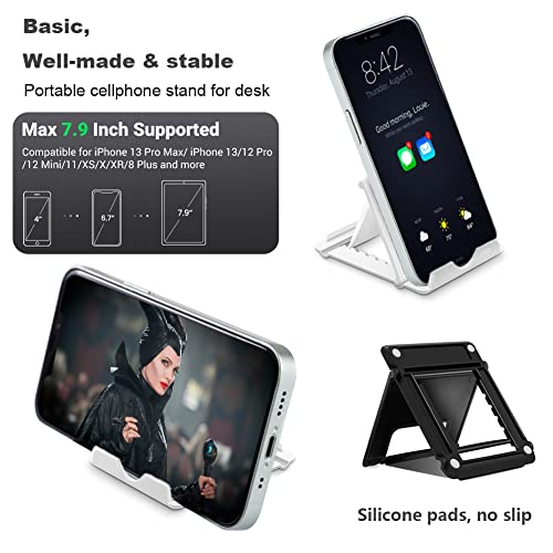 Kemoxan 2 Pack Portable Cell Phone Stand Holder for Desk, Foldable Pocket-Sized Mount, Universal Adjustable Desktop Mobile Phone Kickstand Compatible with iPhone IPads Kindle Android Black & White - color: 2 Pack
