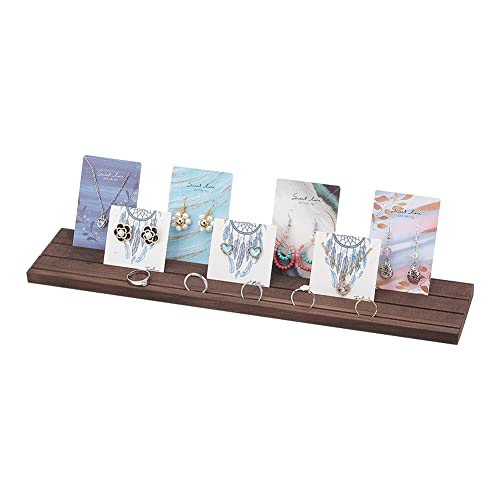 PH PandaHall Wooden Jewelry Display Stands, 3-Slot Wood Earring Card Holder Portable Jewelry Organizer Table Displays for Selling Earring Showing Jewelry Displaying, 15x3inch, Brown - color: Brown