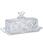 Crystal Covered Butter Dish,8inch Classic Glass 2-Piece Design Butter Keeper with Lid | Butter Holder | Dishwasher Safe - size: 8inch