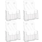 KTRIO Acrylic Brochure Holder 8.5 x 11 Clear Literature Display Stand, Plastic Flyer Holder for Trifold Brochures, Menus, Magazines, Pamphlets, Documents, Desk or Wall Mount, 4 Pack - size: 8.5" x 11", style: 4 Pack