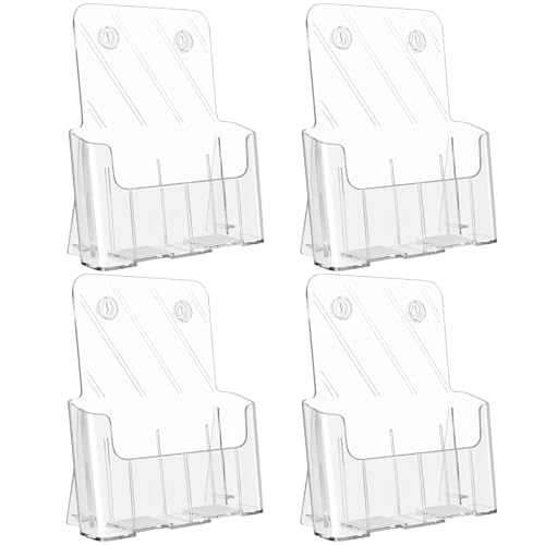 KTRIO Acrylic Brochure Holder 8.5 x 11 Clear Literature Display Stand, Plastic Flyer Holder for Trifold Brochures, Menus, Magazines, Pamphlets, Documents, Desk or Wall Mount, 4 Pack - size: 8.5" x 11", style: 4 Pack