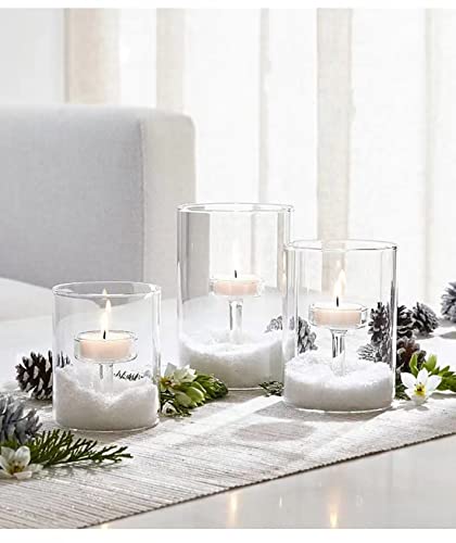 Cylinder Hurricane Glass Candle Holder for Table Centerpieces, Clear Votive Candle Holders for Wedding Parties, Decorative Candleholders for Home Dining Room Decorations (Set of 3)