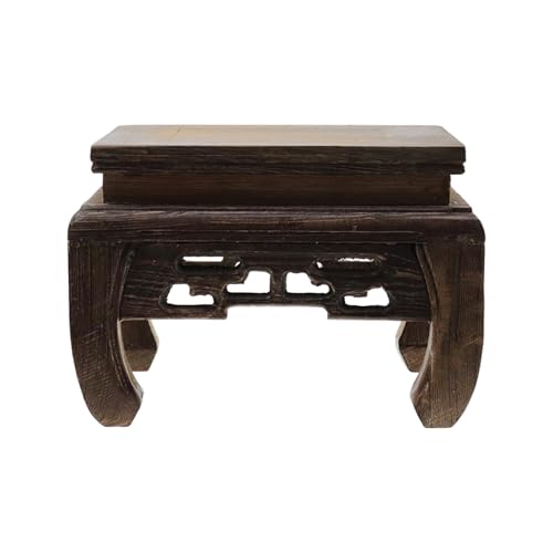 Wooden Display Stand Base 4.72" x 4.72" Wood Carved Craft Pedestal Traditional Wooden Base Oriental Antique Display Riser Square Pedestal Stands for Vase Crystal Ball Teapot Stone Flower Pot - size: Square, 4.72" x 4.72"