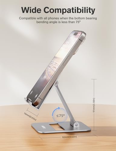 Nulaxy 2 Pack Dual Folding Cell Phone Stand, Fully Adjustable Phone Holder for Desk, Compatible with iPhone 16 15 14 13 12 11, Nintendo Switch, All Phones, Silver - color: Silver