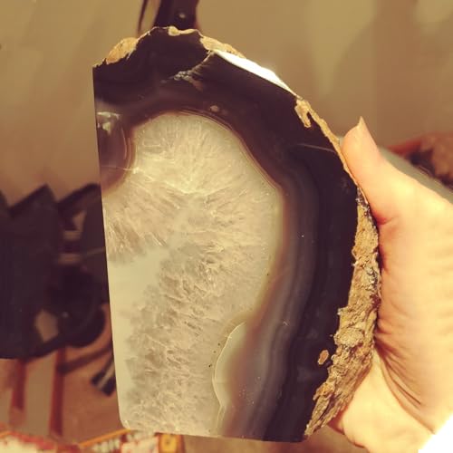 JIC Gem Natural Agate Book Ends Decorative geode bookends for Heavy Books with Rubber Bumpers Crystal Bookends for Shelves and Office Decoration 1 Pair(6 to 8 Lbs) - color: Natural, size: 6-8LBS.