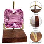Adjustable Brass Crystal Display Stand with Walnut Base Mineral Specimens Display Stand Rock Display Easel Metal Display Holder for Stones Geodes Fossils Spheres Agate Slices L/Tripod