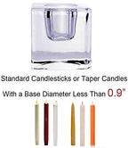 6 PCS Square Glass Taper Candle Holder, Crystal Clear Candlestick for Dining Table, Wedding, Thanksgiving and Christmas.… - color: Transparent 6pcs