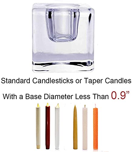 6 PCS Square Glass Taper Candle Holder, Crystal Clear Candlestick for Dining Table, Wedding, Thanksgiving and Christmas.… - color: Transparent 6pcs