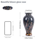 Hand Blown Glass Vase 11.8" Tall Beautiful Amber Blue Sea Wide Mouth Bud Vase for Table Centerpiece, Painted Colorful Murano Glass Flower Vases for - Home Entrance Wedding Center - color: Smoke