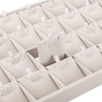Mornajina 24 Grids Stackable Jewelry Tray Organizer with Removable Dividers, Velvet Jewelry Display Tray for Earrings Necklaces Bracelet Rings Display Showcase - Beige - color: Beige
